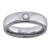 Tungsten CZ Polished Dome Mens Comfort-fit 7mm Sizes 7 - 14 Wedding Anniversary Band