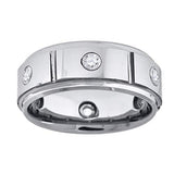 Tungsten Multi-Grooves CZ Inlay Comfort-fit 8mm Sizes 7 - 14 Mens Wedding Band