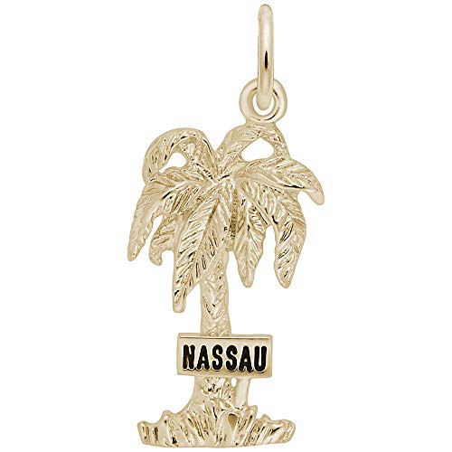 Rembrandt Charms Nassau Palm W/Sign Charm Pendant Available in Gold or Sterling Silver