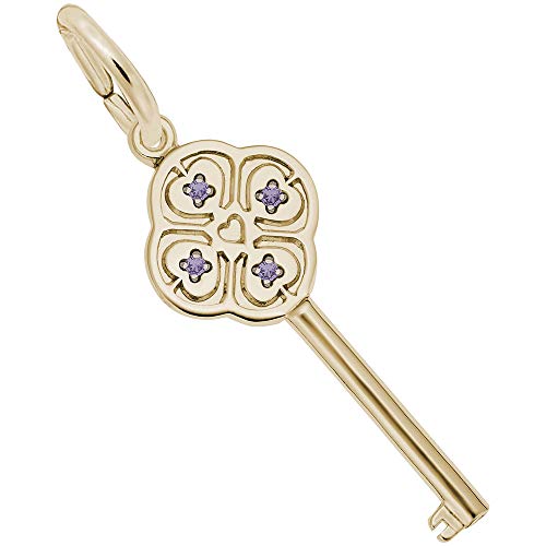 Rembrandt Charms Key Lg 4 Heart Feb Charm Pendant Available in Gold or Sterling Silver