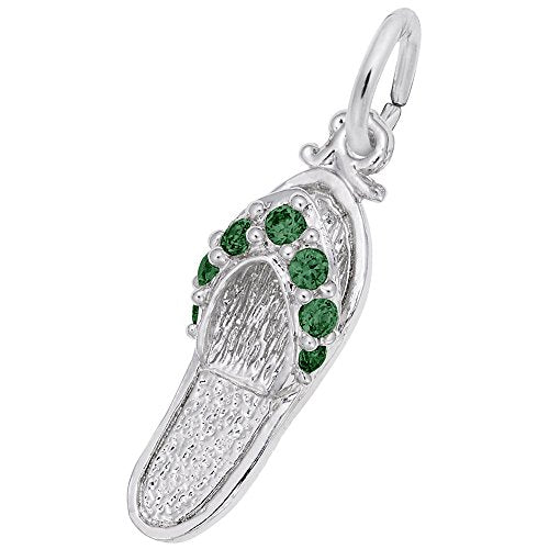 Rembrandt Charms 925 Sterling Silver Sandal - Emerald Green Charm Pendant