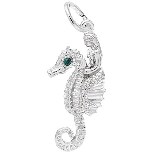Rembrandt Charms Mermaid On Seahorse Charm Pendant Available in Gold or Sterling Silver
