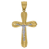 10kt Gold Two-tone DC Mens Cross Crucifix Ht:55.4mm x W:29.8mm Religious Charm Pendant