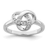925 Sterling Silver Rhodium-plated Cubic Zirconia Knot Ring Size 8