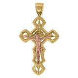 10kt Gold Two-tone DC Mens Cross Crucifix Ht:59.1mm x W:32.3mm Religious Charm Pendant