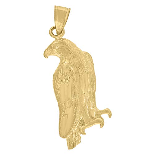 10kt Gold DC Unisex Eagle Ht:34.4mm x W:13.2mm Animal Charm Pendant