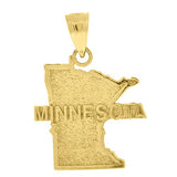 10kt Gold Textured Unisex Minnesota Ht:24.3mm x W:17.5mm State Charm Pendant