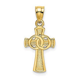 14k Yellow Gold Solid Cross with  Eternity Rings Cross Charm Pendant