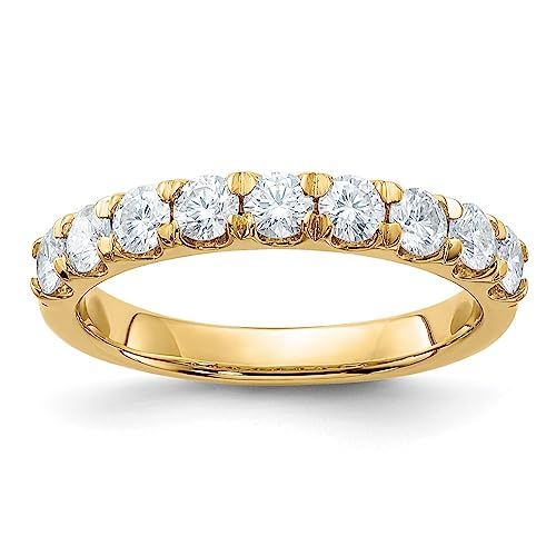 14kt Yellow Gold 9 Stone Colorless Moissanite Band 1.50ct (1.5 Carat) Ring Size 7