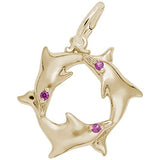 Rembrandt Charms Dolphins Charm Pendant Available in Gold or Sterling Silver