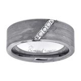 Tungsten Diagonal Line of CZ Brushed Flat Mens Comfort-fit 8mm Size-11.5 Wedding Anniversary Band