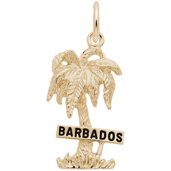 Rembrandt Charms Barbados Palm W/Sign Charm Pendant Available in Gold or Sterling Silver