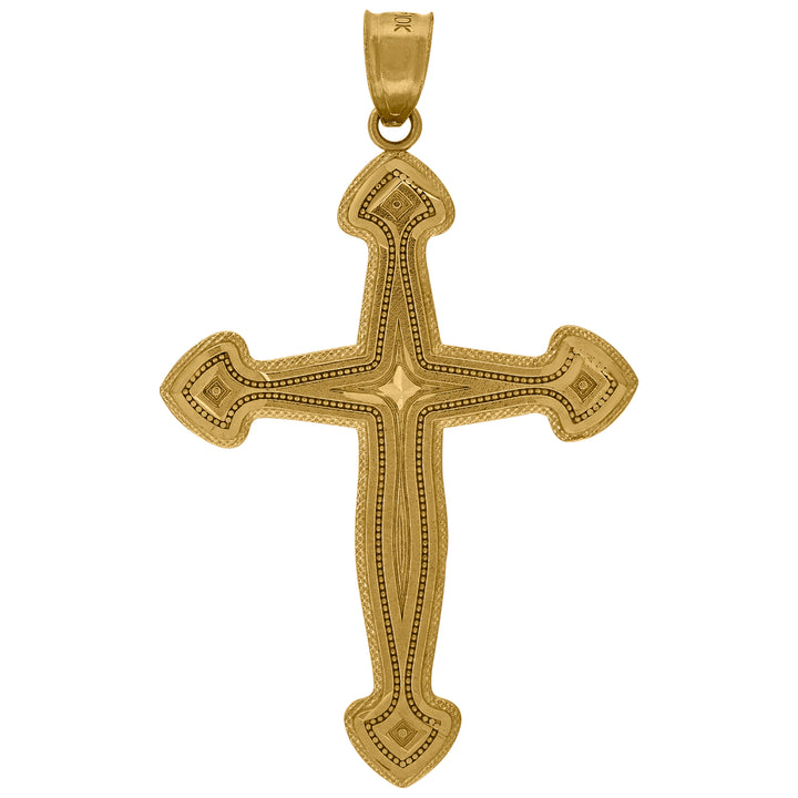 10kt Yellow Gold Unisex Textured Cross Religious Charm Pendant