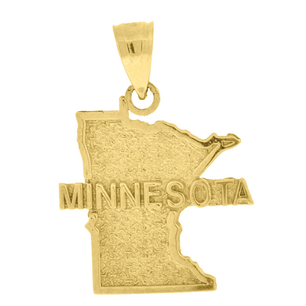 10kt Gold Textured Unisex Minnesota Ht:24.3mm x W:17.5mm State Charm Pendant
