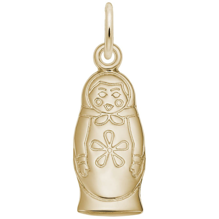 Rembrandt Charms Gold Plated Sterling Silver Matryoshka Doll Flat Back Charm Pendant