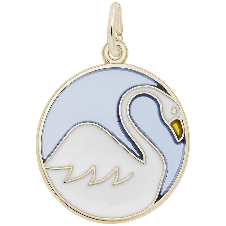 Rembrandt Charms 14K Yellow Gold 07 Swans A Swimming Charm Pendant