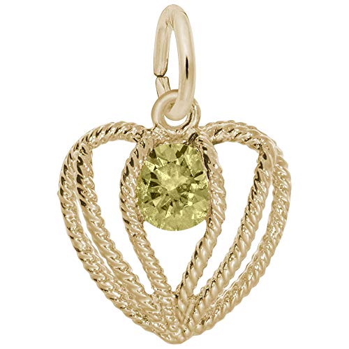Rembrandt Charms Gold Plated Sterling Silver Held In Love Heart - Nov Charm Pendant