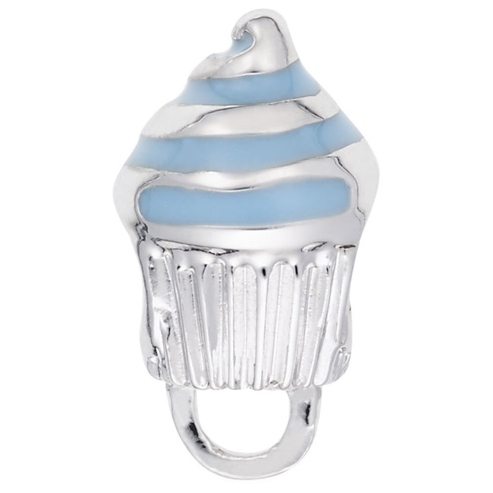 Rembrandt Charms 925 Sterling Silver Cupcake Charm Holder For Bead Bracelets - Blue Charm Pendant