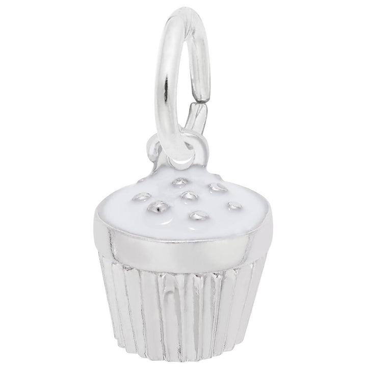 Rembrandt Charms Cupcake White Charm Pendant Available in Gold or Sterling Silver
