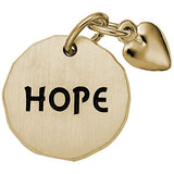 Rembrandt Charms Gold Plated Sterling Silver Hope Tag W/Heart Charm Pendant