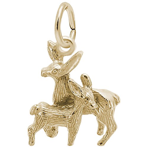 Rembrandt Charms 10K Yellow Gold Deer Doe & Fawn Charm Pendant