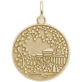 Rembrandt Charms Gold Plated Sterling Silver Cherry Blossom Scene Charm Pendant