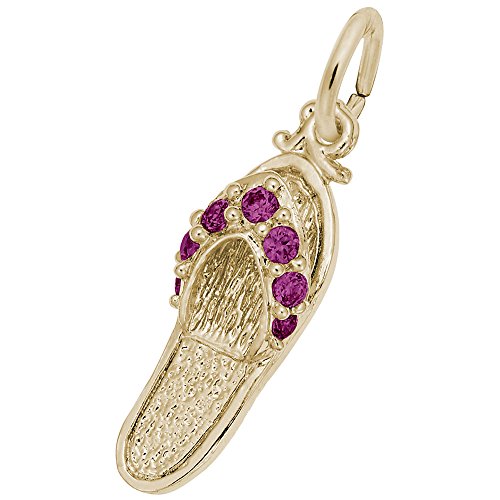 Rembrandt Charms Gold Plated Sterling Silver Sandal - Ruby Red Charm Pendant