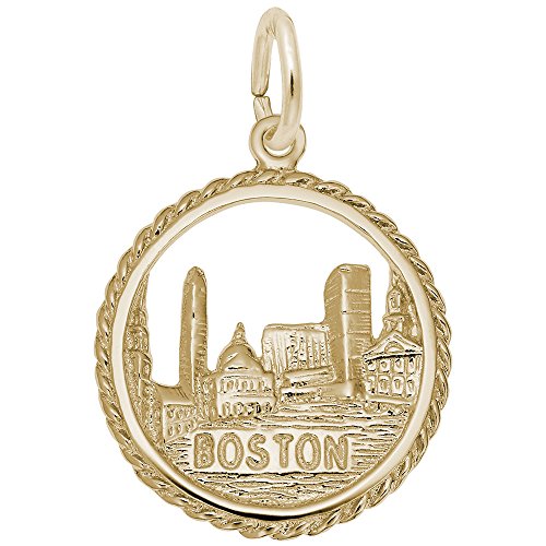 Rembrandt Charms Gold Plated Sterling Silver Boston Skyline Charm Pendant