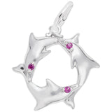 Rembrandt Charms Dolphins Charm Pendant Available in Gold or Sterling Silver