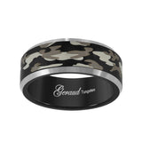 Tungsten Black Camouflage Military Beveled Edge Mens Comfort-fit 8mm Size-9 Wedding Anniversary Band