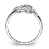 925 Sterling Silver Rhodium-plated Cubic Zirconia Knot Ring Size 7