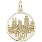 Rembrandt Charms Gold Plated Sterling Silver Kansas City Skyline Charm Pendant