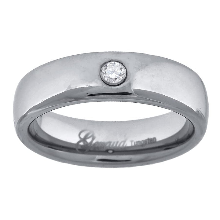 Tungsten CZ Polished Dome Mens Comfort-fit 7mm Size-14 Wedding Anniversary Band