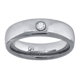 Tungsten CZ Polished Dome Mens Comfort-fit 7mm Size-7.5 Wedding Anniversary Band