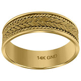 14kt Gold Mens Woven Center Side Double Rope Twisted 6.5mm-Size 10 Wedding Engagement Band Ring