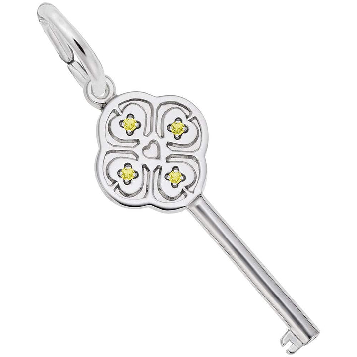 Rembrandt Charms Key Lg 4 Heart Nov Charm Pendant Available in Gold or Sterling Silver