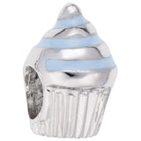 Rembrandt Charms Cupcake Bead - Blue Charm Pendant Available in Gold or Sterling Silver