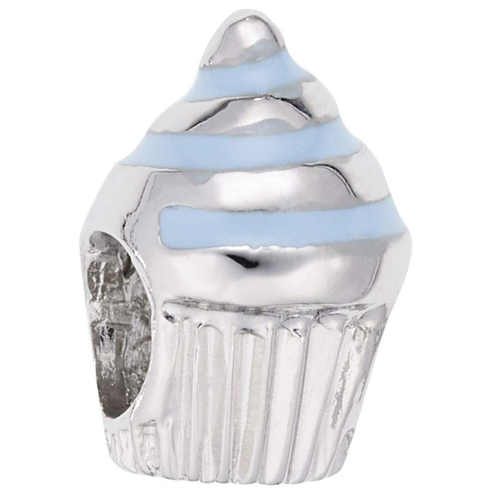Rembrandt Charms 925 Sterling Silver Cupcake Bead - Blue Charm Pendant