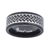Tungsten Black with Laser Etched Weave Design Mens Comfort-fit 8mm Size-8.5 Wedding Anniversary Band