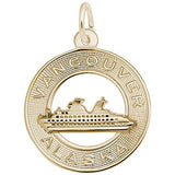 Rembrandt Charms Gold Plated Sterling Silver Van/Ak Cruise Ship Charm Pendant