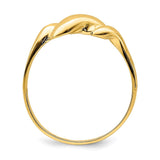 14k Yellow Gold Solid Curl-top Dome Band Ring
