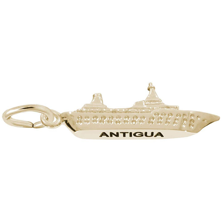 Rembrandt Charms Gold Plated Sterling Silver Antigua Cruise Ship 3D Charm Pendant