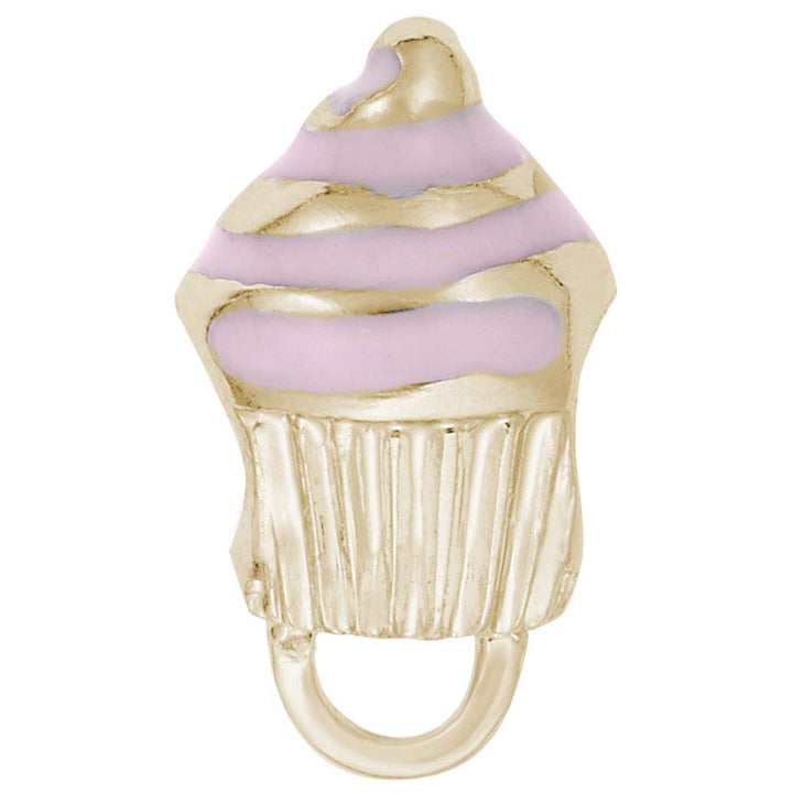 Rembrandt Charms Gold Plated Sterling Silver Cupcake Charm Holder For Bead Bracelets - Pink Charm Pendant