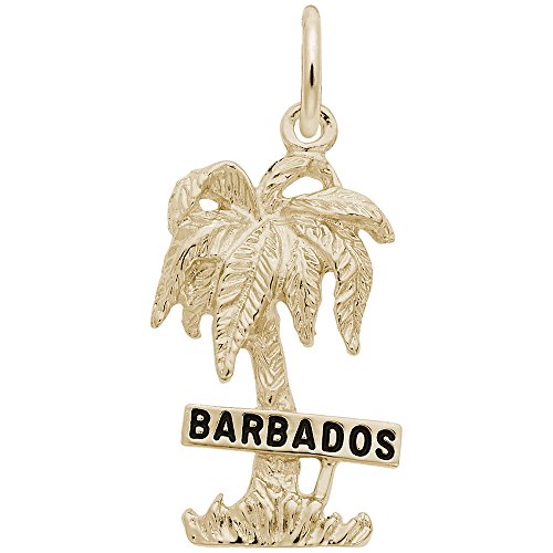 Rembrandt Charms Barbados Palm W/Sign Charm Pendant Available in Gold or Sterling Silver