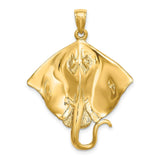 14k Yellow Gold 2-D & Polished Stingray Charm Pendant