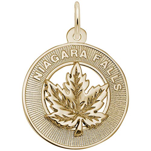 Rembrandt Charms Niagara Falls Maple Leaf Charm Pendant Available in Gold or Sterling Silver