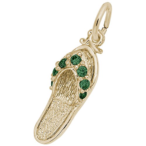 Rembrandt Charms 14K Yellow Gold Sandal - Emerald Green Charm Pendant