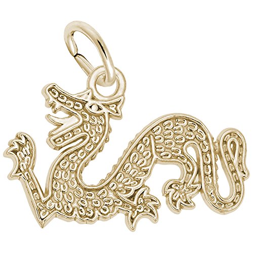 Rembrandt Charms Gold Plated Sterling Silver Dragon Charm Pendant