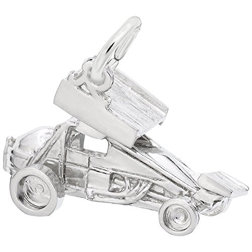 Rembrandt Charms Gold Plated Sterling Silver Sprint Car W/ Wings Charm Pendant