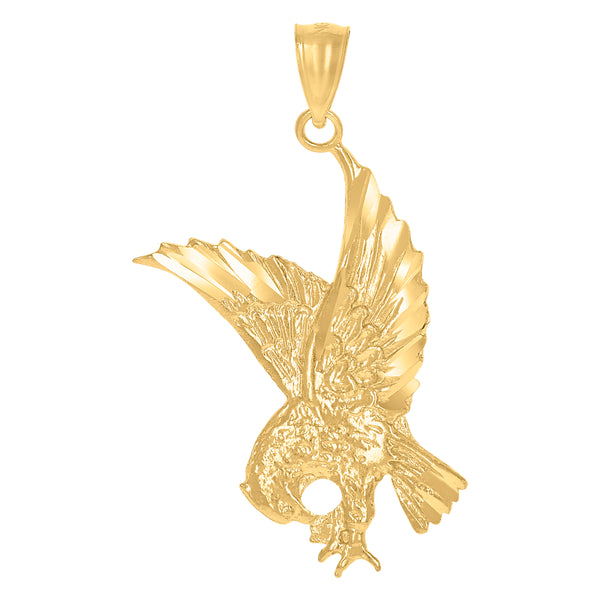 10kt Gold DC Unisex Eagle Ht:37.2mm x W:19mm Animal Charm Pendant